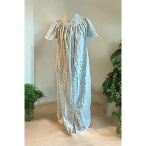 VTG Elizabeth Paige Robe Mumu House Dress Snap Front Buttons 1 Side Pocket